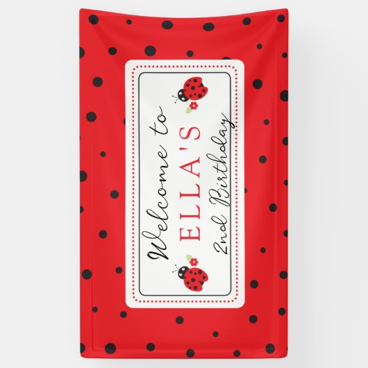 最もキュートなレディバグの子供の誕生日パーティー 横断幕 (縦)