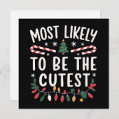 最もキュートな家族のクリスマスマッチング シーズンカード (正面/裏面)