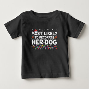 最もクリスマスに犬の家族を飾りそう ベビーTシャツ
