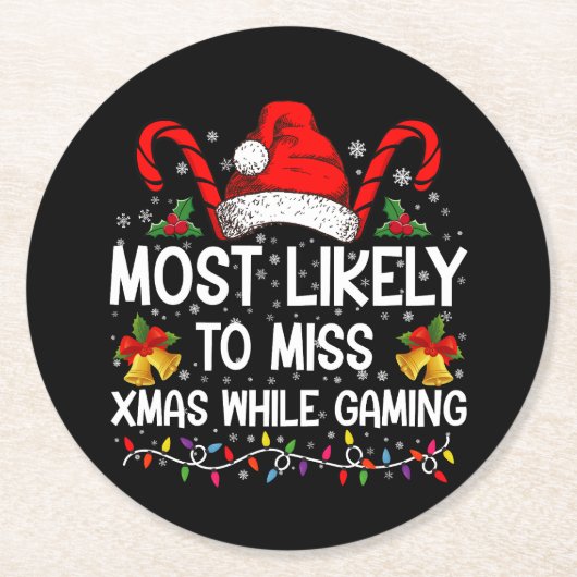 最もクリスマスをゲームで過ごしてしまいそうな人 ラウンドペーパーコースター (正面)