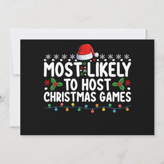 最もクリスマスゲームを主催しそうな家族の休日 招待状 (正面)