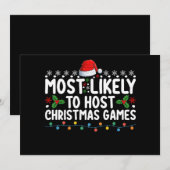 最もクリスマスゲームを主催しそうな家族の休日 招待状 (正面/裏面)