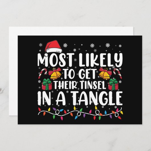 最もクリスマスツリーの飾りをぐちゃぐちゃにする可能性が高い 招待状 (正面/裏面)