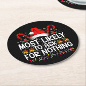 最もクリスマスプレゼントをねだらない ラウンドペーパーコースター (アングル)