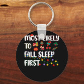 最もクリスマス秋寝る最初の家族に可能性が高い キーホルダー (正面)