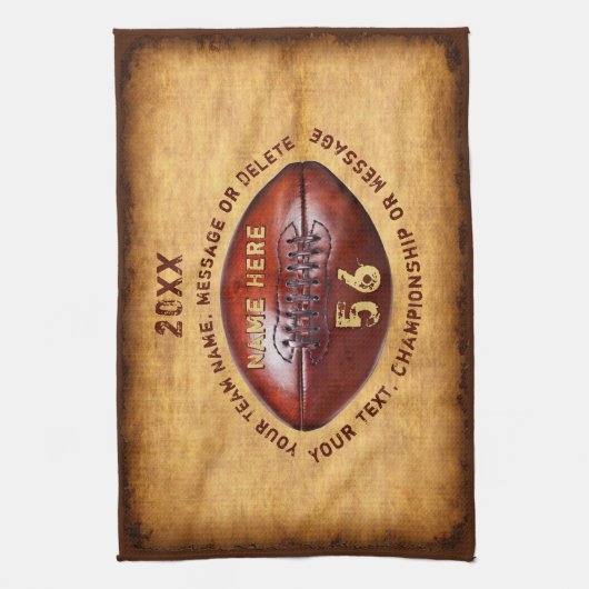 最もクールでフェイクなヴィンテージのパーソナライズなフットボールタオル キッチンタオル (縦)