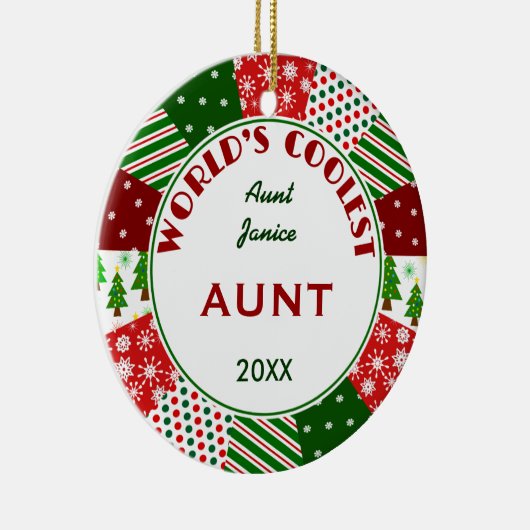 最もクールな叔母さんか一流のクリスマスのギフト セラミックオーナメント (右)