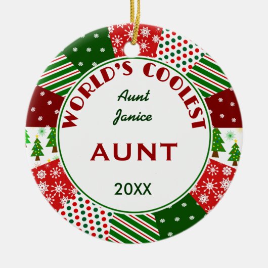 最もクールな叔母さんか一流のクリスマスのギフト セラミックオーナメント (正面)