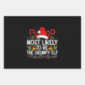 最もグリumpyなエルフになる可能性が高い 面白いクリスマス ラッピングペーパーシート (正面)