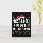 最もコーヒーを飲みそうな人 ファン ファミリー クリスマス カード (黄色い花)