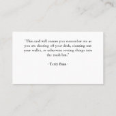 最もシンプルなセリフのアメリカ人のGaramondのゴシック様式テンプレート 名刺 (裏面)