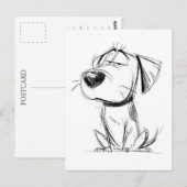 最もシンプルな絵。面白い犬のはがき ポストカード (正面/裏面)