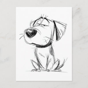 最もシンプルな絵。面白い犬のはがき ポストカード