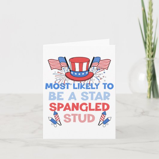 最もスターらしいスパングルド・スタッド 4th Of July カード (正面)