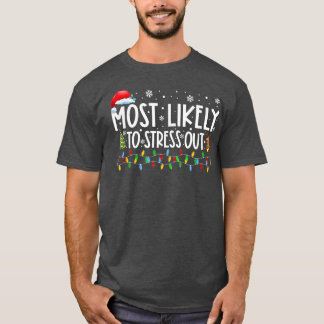 最もストレスアウトする可能性が高いクリスマスライトおもしろいキリスト Tシャツ