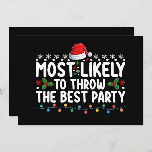 最もパーティーのクリスマスを投げる最高の可能性が高い 招待状 (正面/裏面)