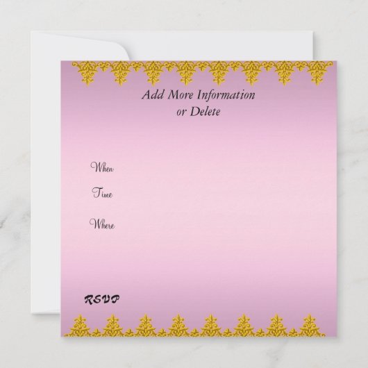 最もピ人気があるンクエレガント金ゴールド招待状 招待状 (裏面)