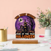 最もホラーなハロウィンお化け屋敷魔女カボチャ アクリルサイン (ウェディング)