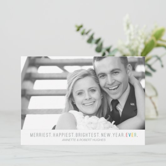 最もメリーで最も幸せで最も明るい新年|の写真カード シーズンカード (スタンド正面)