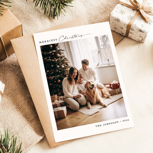 最もモダンで楽しいメリエスト家族のクリスマス犬との写真 シーズンカード
