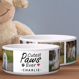 最もモダン可愛い前足Everファミリードッグフォトコラージュ ボウル