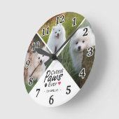 最もモダン可愛い前足Everファミリードッグフォトコラージュ ラウンド壁時計 (傾斜)