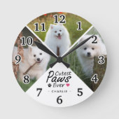 最もモダン可愛い前足Everファミリードッグフォトコラージュ ラウンド壁時計 (正面)