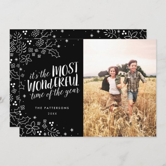 最もモダン素晴らしい休日の挨拶フォトカード シーズンカード (正面/裏面)