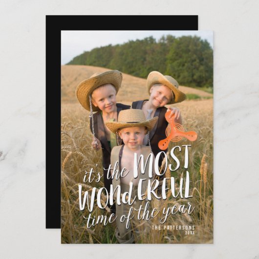 最もモダン素晴らしい休日の挨拶フォトカード シーズンカード (正面/裏面)