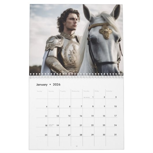 最もロマンチックな男性。2024 カレンダー (1月 2026)