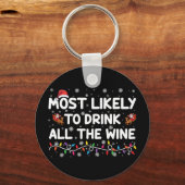 最もワインを飲み干しそうな家族のクリスマス キーホルダー (正面)