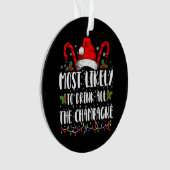 最もワインを飲み干すクリスマスイブの人 オーナメント (正面)