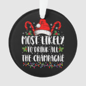 最もワインを飲み干すクリスマスイブの人 オーナメント (正面)