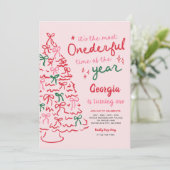 最もワンダフルなコケットボウクリスマス1歳の誕生日 招待状 (スタンド正面)