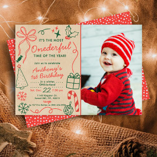 最もワンダフルな1歳の誕生日 招待状