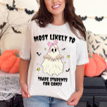 最も一致するハロウィーン幽霊先生 Tシャツ<br><div class="desc">今回のハロウィーンのシーズンに向けて、不気味なおもしろいとスタイルの完璧なブレンドであるマッチングハロウィーン幽霊先生Tシャツを紹介パーソナライズされた。このレトロなテーマのシャツは可愛らしい幽霊キャラクターを備え、ピンクの弓と本を備え読て、先生のワードローブにユーモアやフェスティバルを少し取り入れたい人に理想的な贈り物である。柔らかい生地で作ら高品質れたTシャツは、あなたはの心地よい、ハロウィンのイベントへの参加教え、学校の祭りに参加するかどうかに関係なく、一日中のイベントを保証する。教育者向けに設計されたこの「最も可能性の高い」シャツは、ハロウィーンのコスチュームに軽快でおもしろい的なアプローチをもたらす。テーマの服装を持つ先生楽しむが、同僚と一緒によくはしゃぐまとまった表情を作りたいと思う場合に最適だ。レトロな不気味な与えデザインはノス感じトスカスタム、マッチングの側面は、あなたのLoweenアンサンブルにtouchを追加し、名前やフレーズを可能にする。あなたはのチームの教え一部が声明を作ろうとしているか、単にあなたのハロウィーンの精神を見せたいかどうか、このシャツは素晴らしい選択である。同じハロウィーンの先生のシャツは単なる衣装ではなく、スタッフの間でコミュニティや仲間意識を育てる教え方法だ。グループコスチュームに最適パーソナライズされたで、チームの各メンバーに合わせてシャツを着用でき、学校イベントやハローウィンパーティでのコーディネートやおもしろいに最適。レトロなスタイル、ユーモア、および幽霊デザインの組み合わせ魅力的は、スマイルとハロウィーンの応援を誰にでも確実に持ち込む傑出した作品になのまわりにる。この楽しいマッチンググループの先生Tシャツでカスタム、不気味なシーズンを受け入れる！</div>