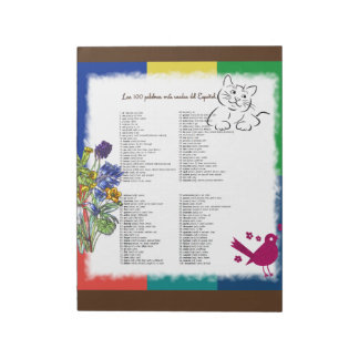 最も一般的な100語スペインの ノートパッド