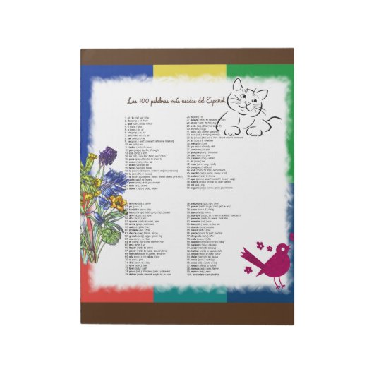 最も一般的な100語スペインの ノートパッド (回転)