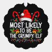 最も不機嫌な小妖精や小人おもしろいクリスマス オーナメントカード (正面)