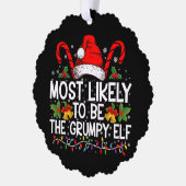 最も不機嫌な小妖精や小人おもしろいクリスマス オーナメントカード (左)