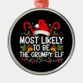 最も不機嫌な小妖精や小人おもしろいクリスマス メタルオーナメント (正面)