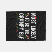 最も不機嫌な小妖精や小人クリスマスファミリーである可能性がおもしろい高い フリースブランケット (正面(横))