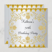 最も人気がある白いエレガント金ゴールド招待状 招待状 (正面/裏面)