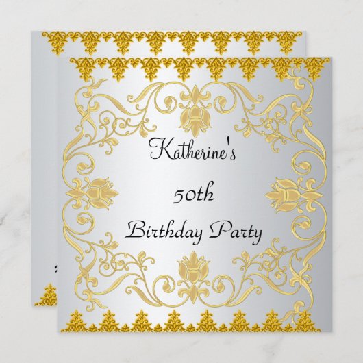 最も人気がある白いエレガント金ゴールド招待状 招待状 (正面/裏面)