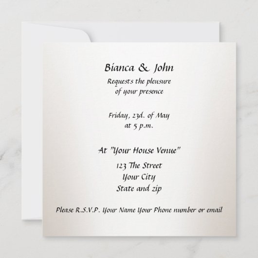 最も人気がある白エレガントい結婚式招待状 招待状 (裏面)