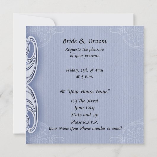 最も人気がある青エレガントの結婚式招待状 招待状 (裏面)