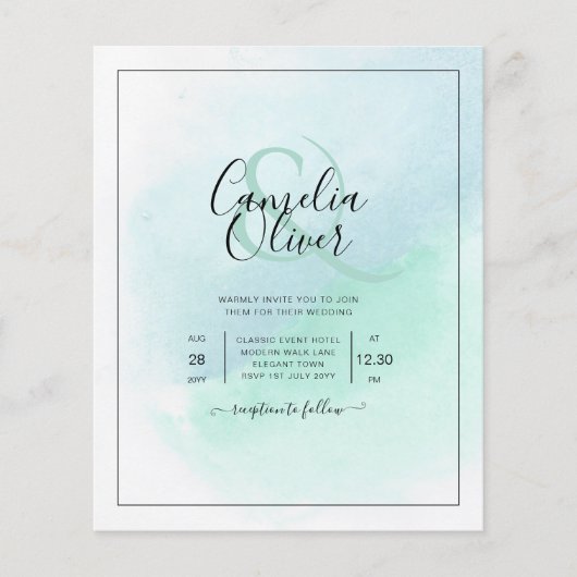 最も低予算のオールインワンシーグラス ティール ウェディング チラシ (正面)