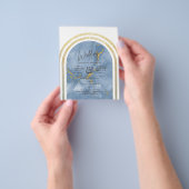 最も低予算のオールインワン ブルー ゴールド マーブル ウェディング チラシ (手)