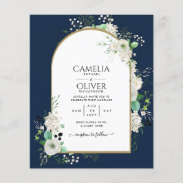 最も低予算のホワイトローズのウェディング招待状のアーチ チラシ