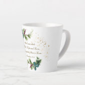 最も偉大な愛は聖書の冬のクリスマス エバーグリーン カフェラテマグ (右アングル)